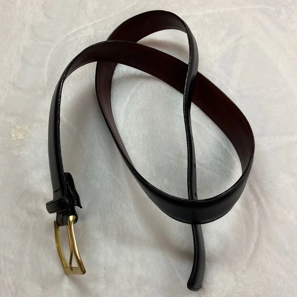 Brighton Black Anilina Blazed Cowhide on Glove Leather Belt Brass Buckle USA